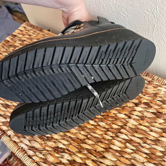 Cole Haan black slip on wedge boots ankle leather wedges 9 - Picture 3 of 8